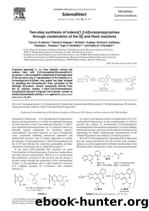 Two-step synthesis of indeno[1,2-b]furazanopyrazines through combination of the SNH and Heck reactions by unknow