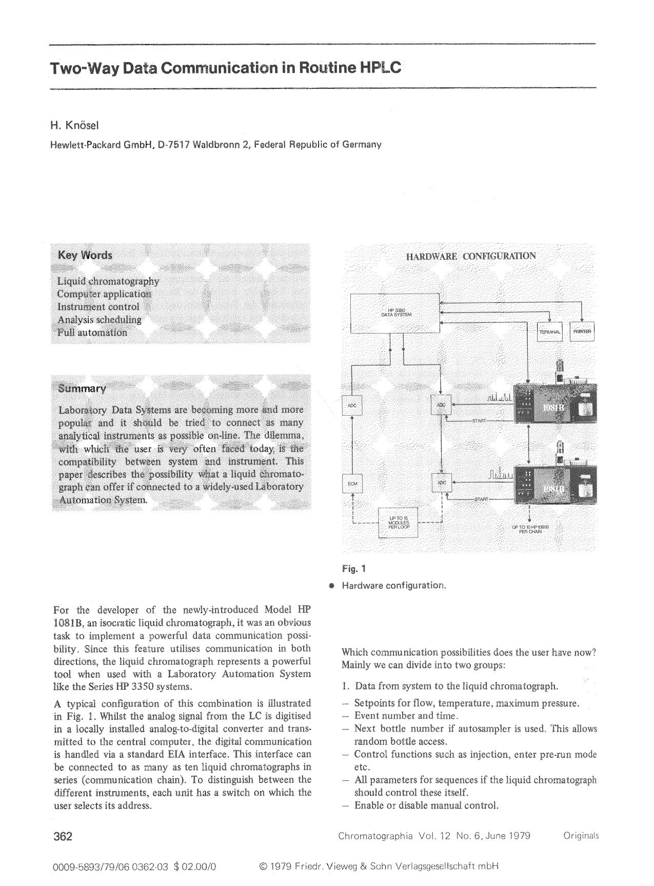 Two-way data communication in routine HPLC by Unknown
