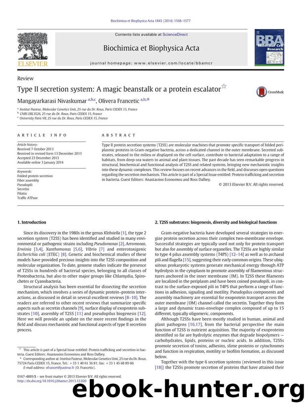 Type II secretion system: A magic beanstalk or a protein escalator by Mangayarkarasi Nivaskumar & Olivera Francetic