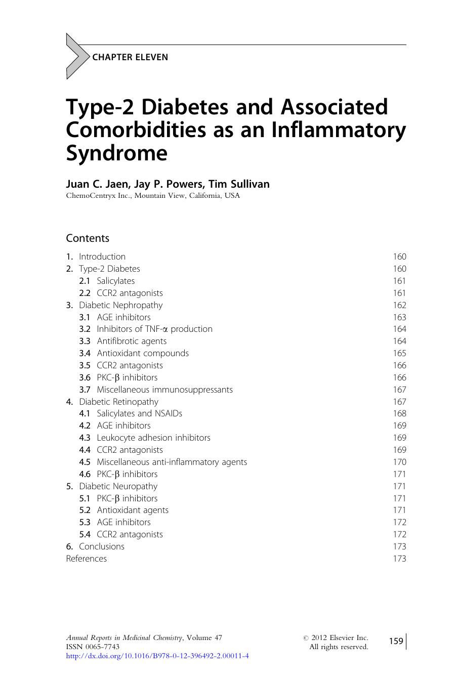 Type-2 Diabetes and Associated Comorbidities as an Inflammatory Syndrome by Juan C. Jaen & Jay P. Powers & Tim Sullivan