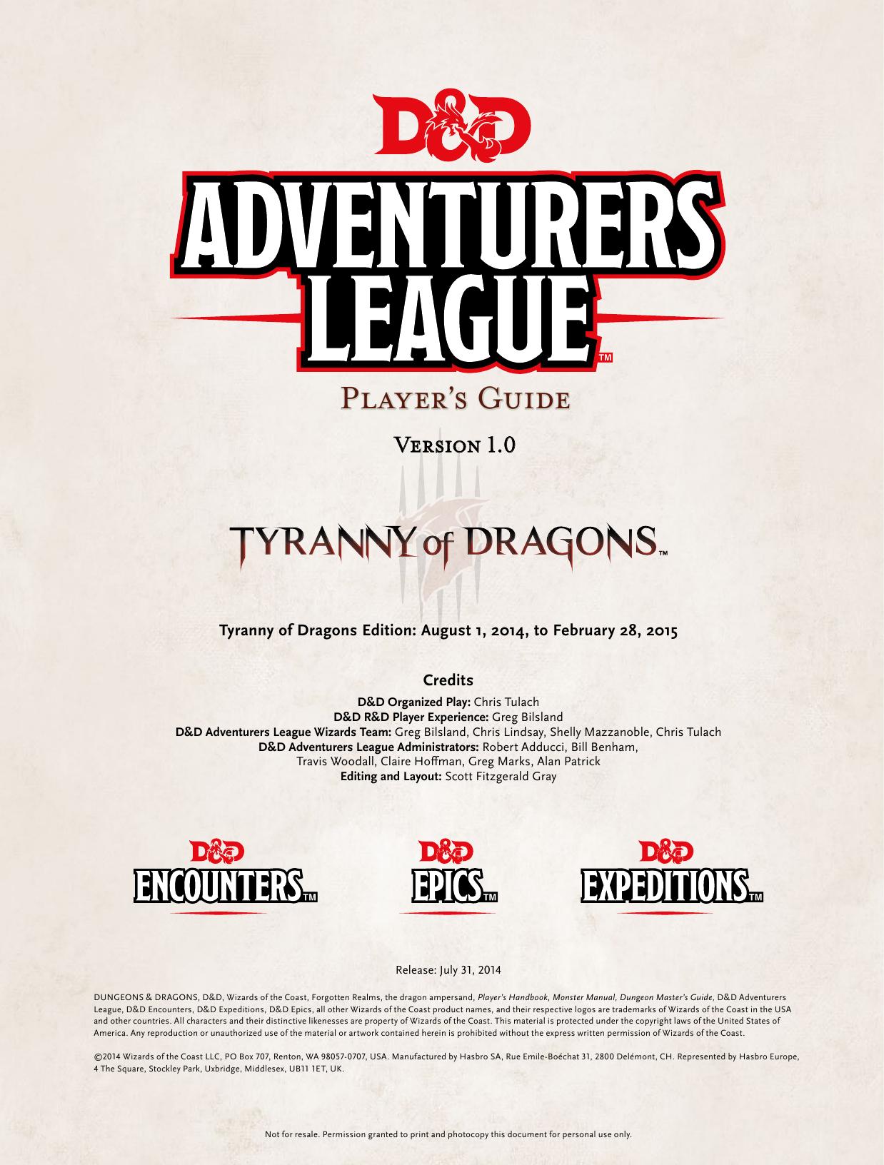Tyranny of Dragons by Player's Guide