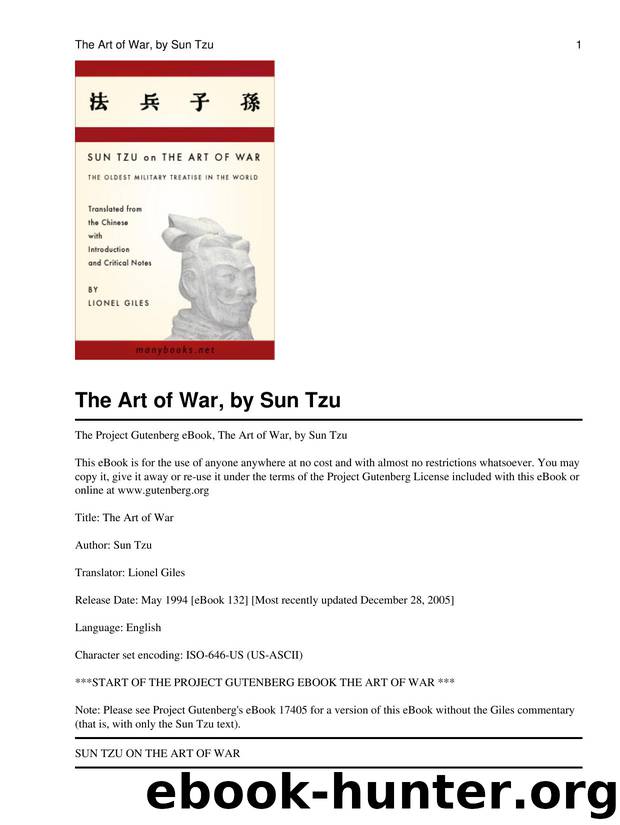 Tzu, Sun - The Art of War by Tzu Sun