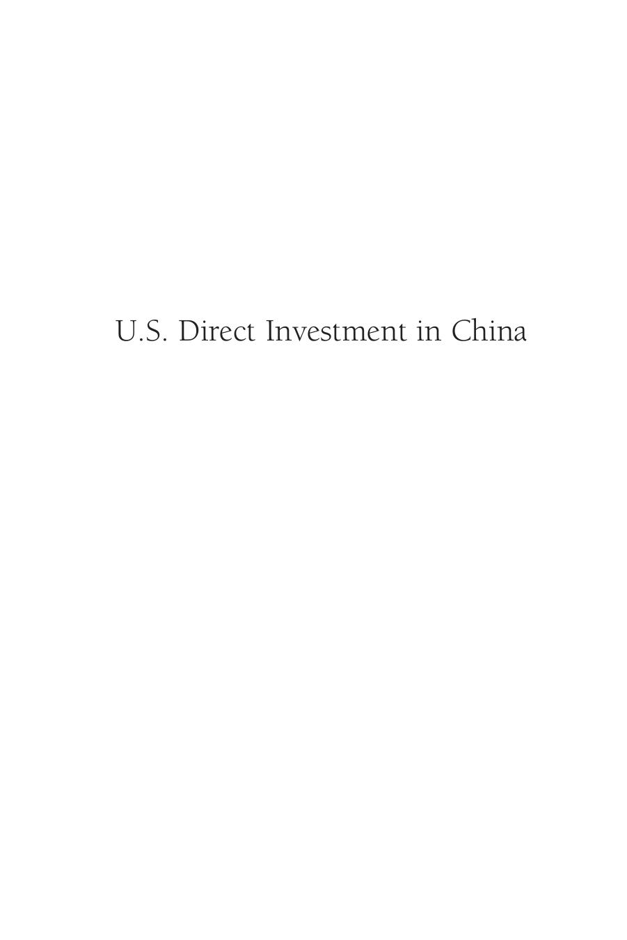 U.S. Direct Investment in China by K.C. Fung