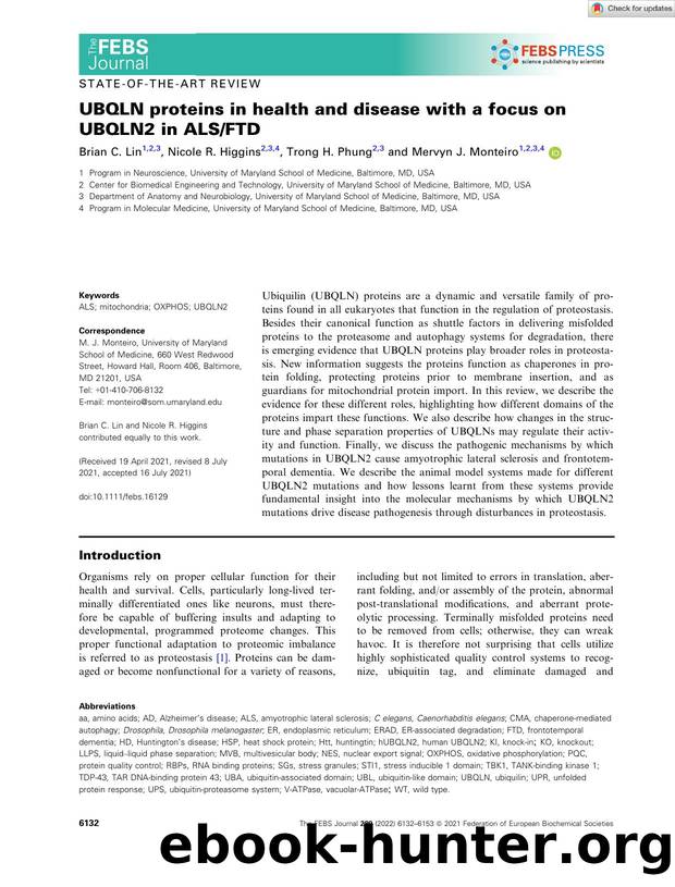 UBQLN proteins in health and disease with a focus on UBQLN2 in ALSFTD by Unknown