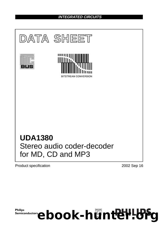 UDA1380  Stereo audio coder-decoder  for MD, CD and MP3 by Philips Semiconductors