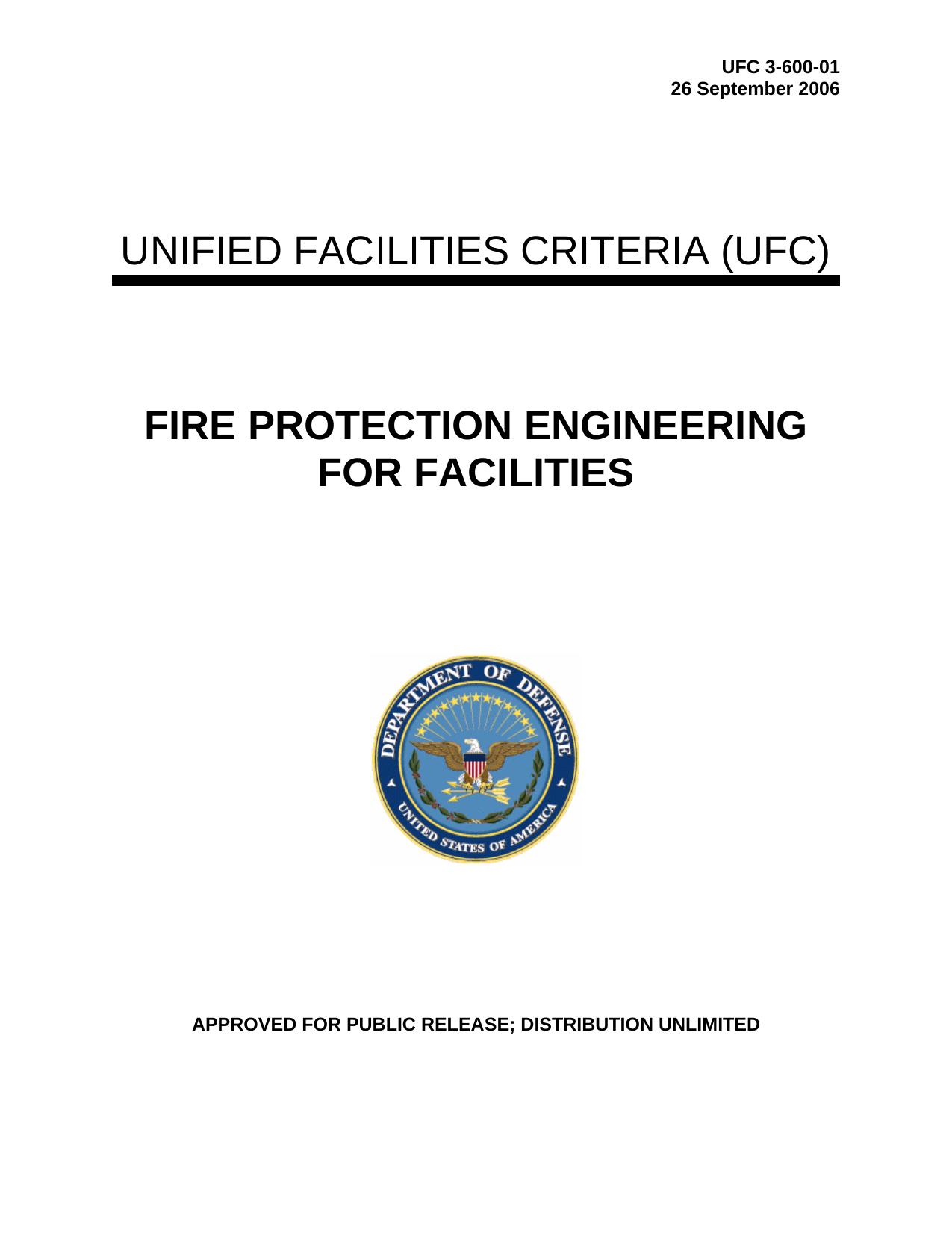 UFC 3-600-01, Fire Protection Engineering for Facilities by UFC
