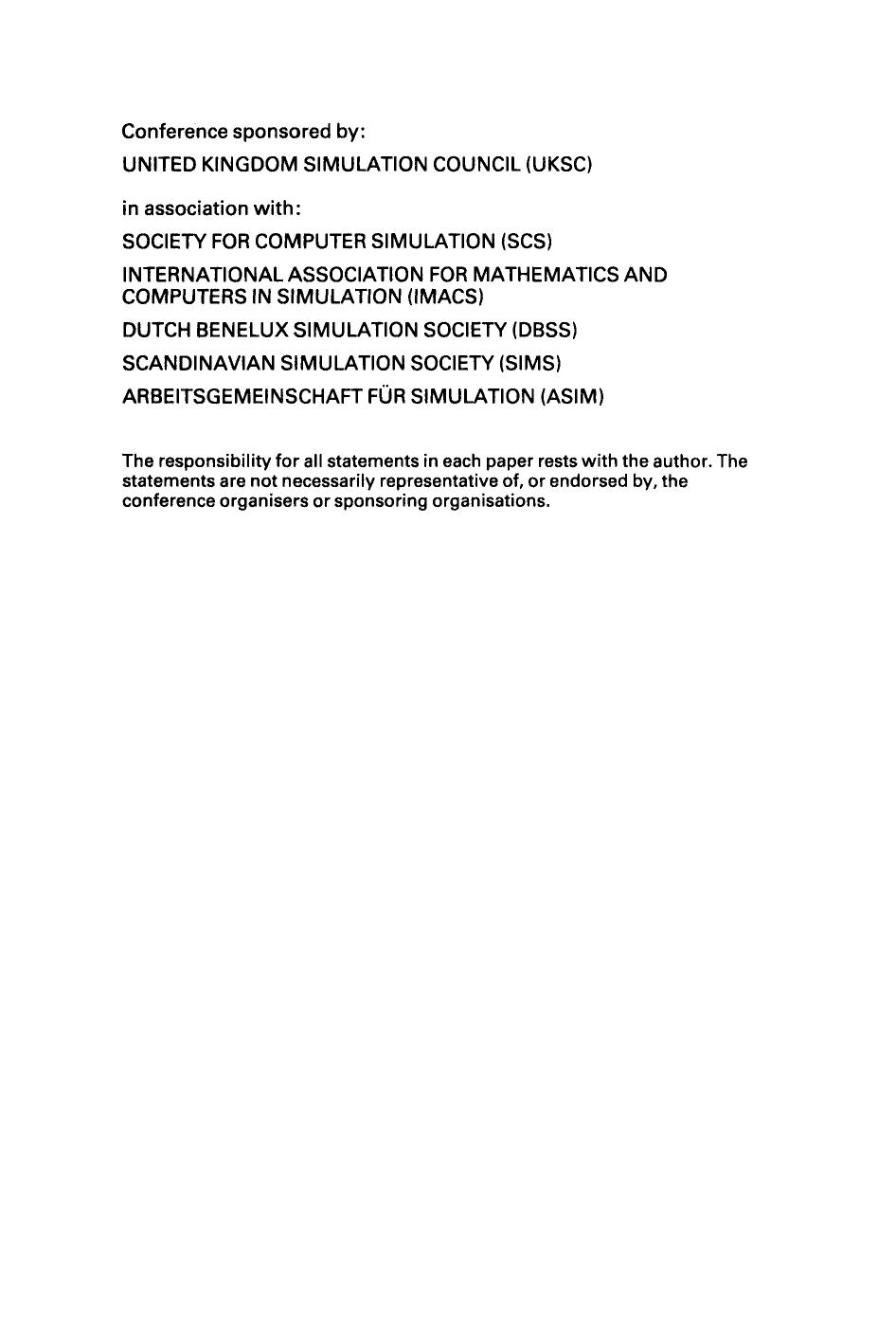 UKSC 84. Proceedings of the 1984 UKSC Conference on Computer Simulation by Uksc Conference on Computer Simulation