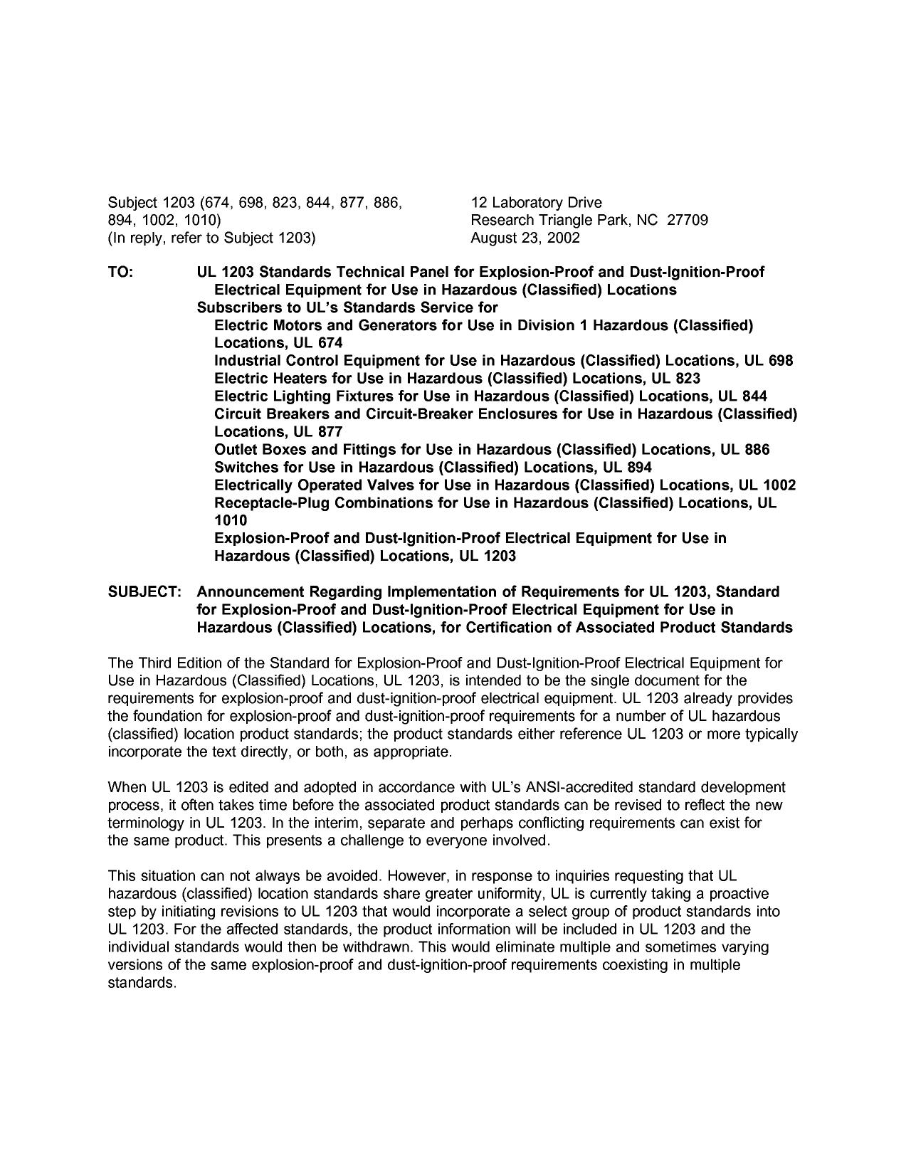 UL 877 1 Circuit Breakers and Circuit-Breaker Enclosures for Use in Hazardous (Classified) Locations by Unknown