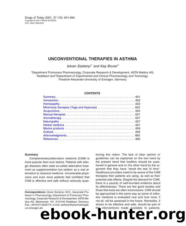 UNCONVENTIONAL THERAPIES IN ASTHMA by Prous Science (c) 2001