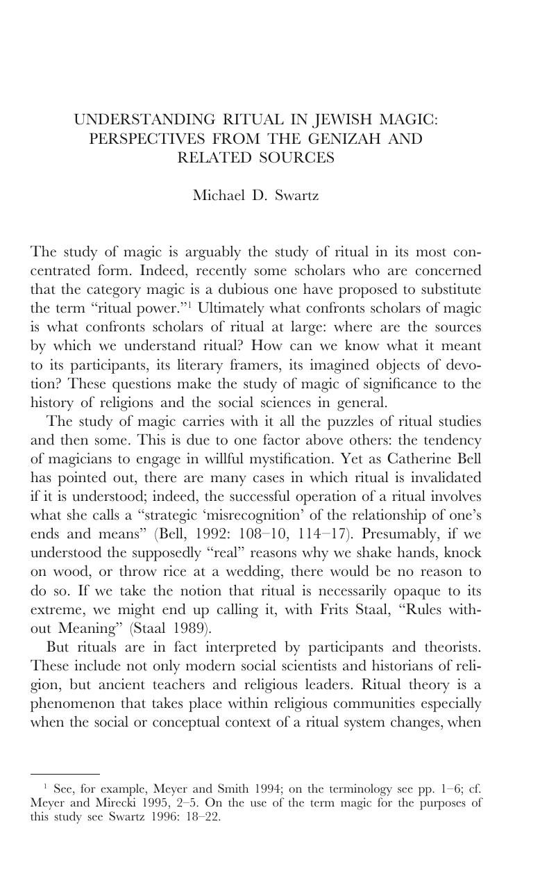 UNDERSTANDING RITUAL IN JEWISH MAGIC: PERSPECTIVES FROM THE GENIZAH AND RELATED SOURCES by UNDERSTANDING RITUAL IN JEWISH MAGIC: PERSPECTIVES FROM THE GENIZAH AND RELATED SOURCES