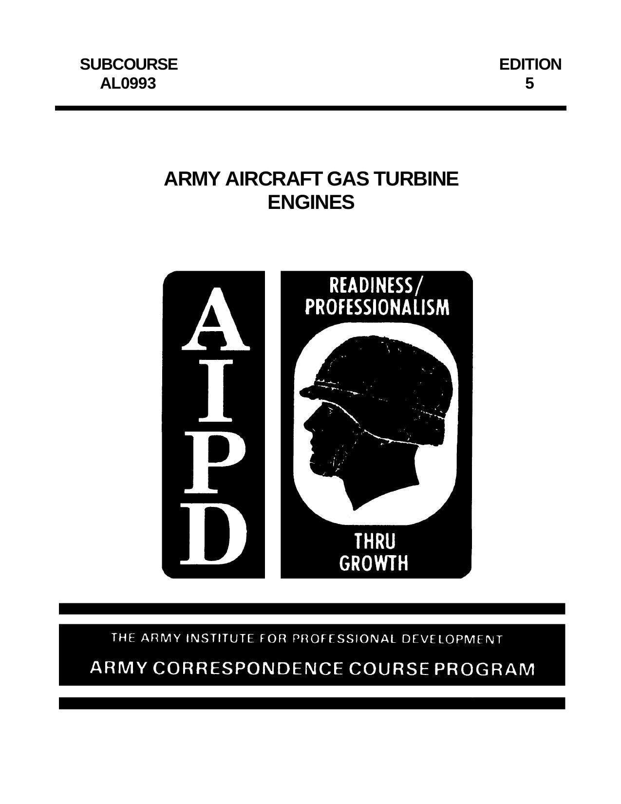 US Army aviation course by Gas Turbine Engines AL0993