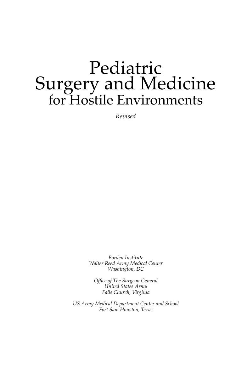 US Army by Pediatric Surgery & Medicine for Hostile Environments