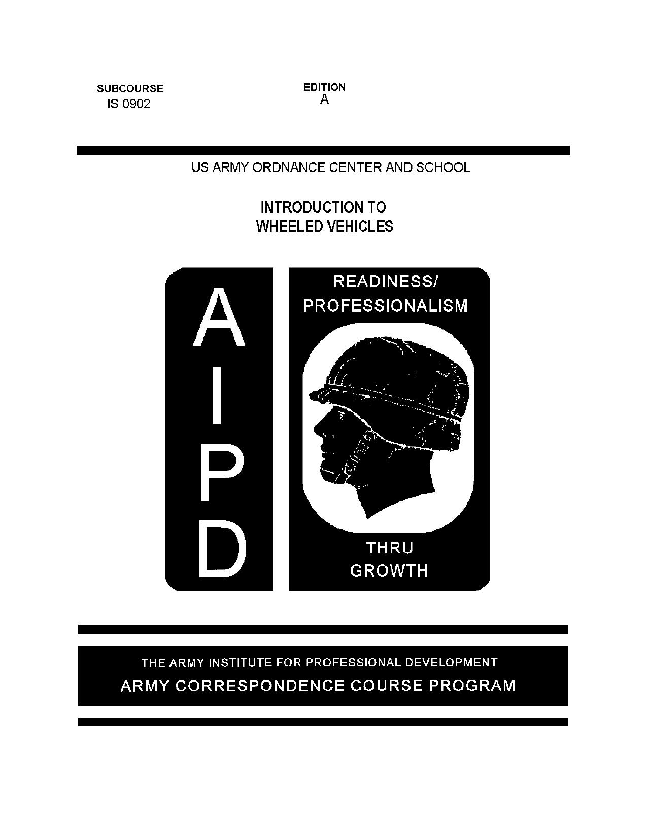 US Army mechanic course by Introduction to Wheeled Vehicles IS0902