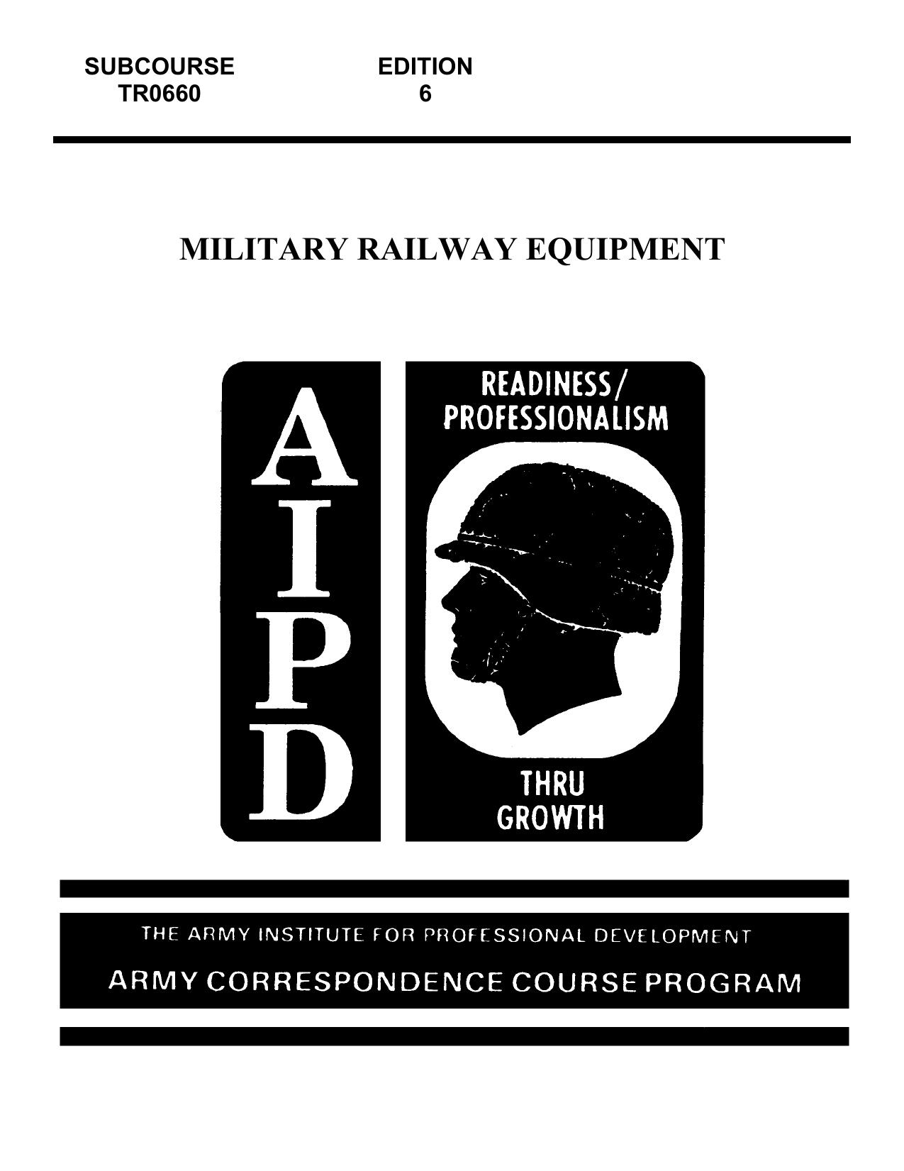 US Army railroad course by Military Railway Equipment TR0660