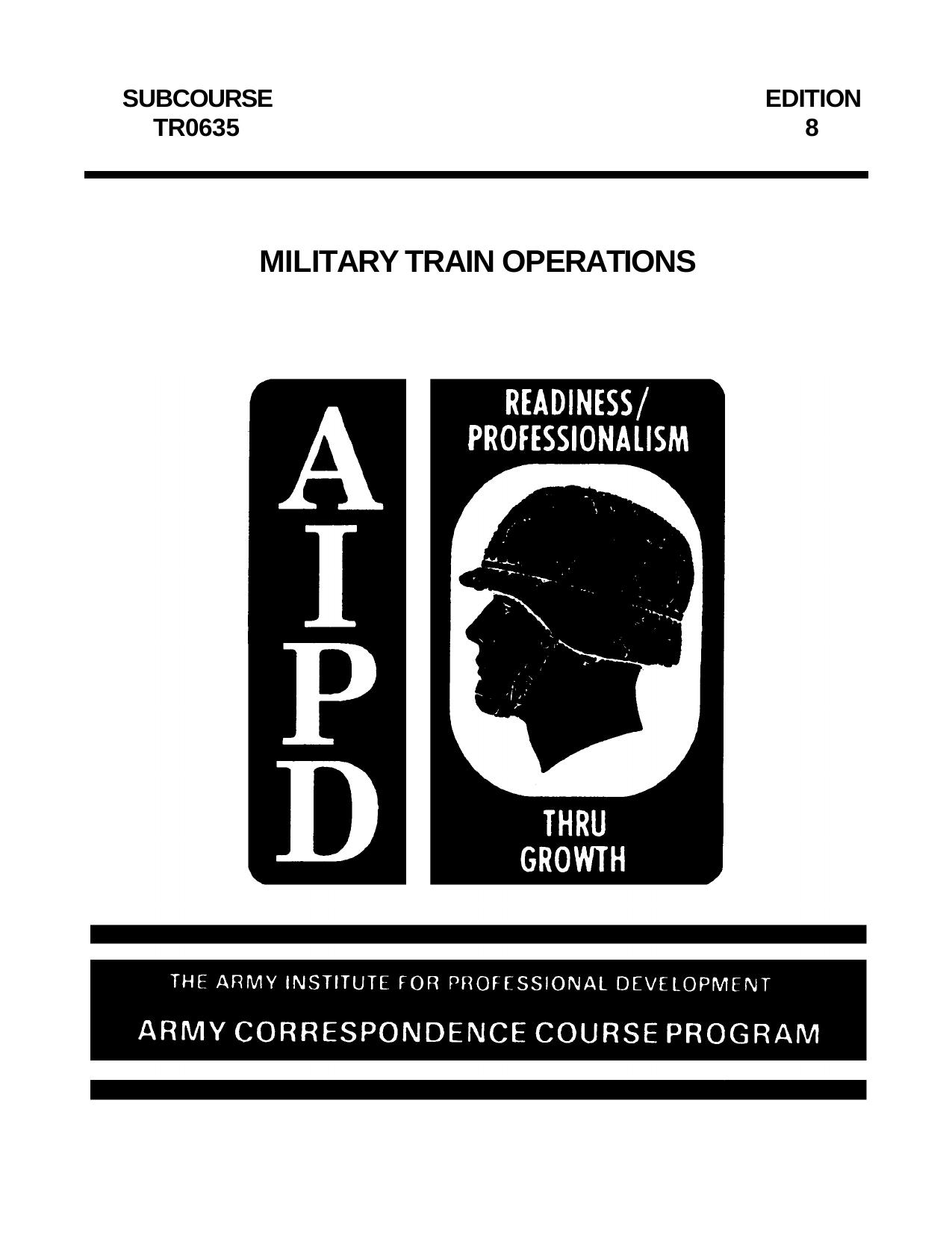 US Army railroad course by Military Train Operations TR0635