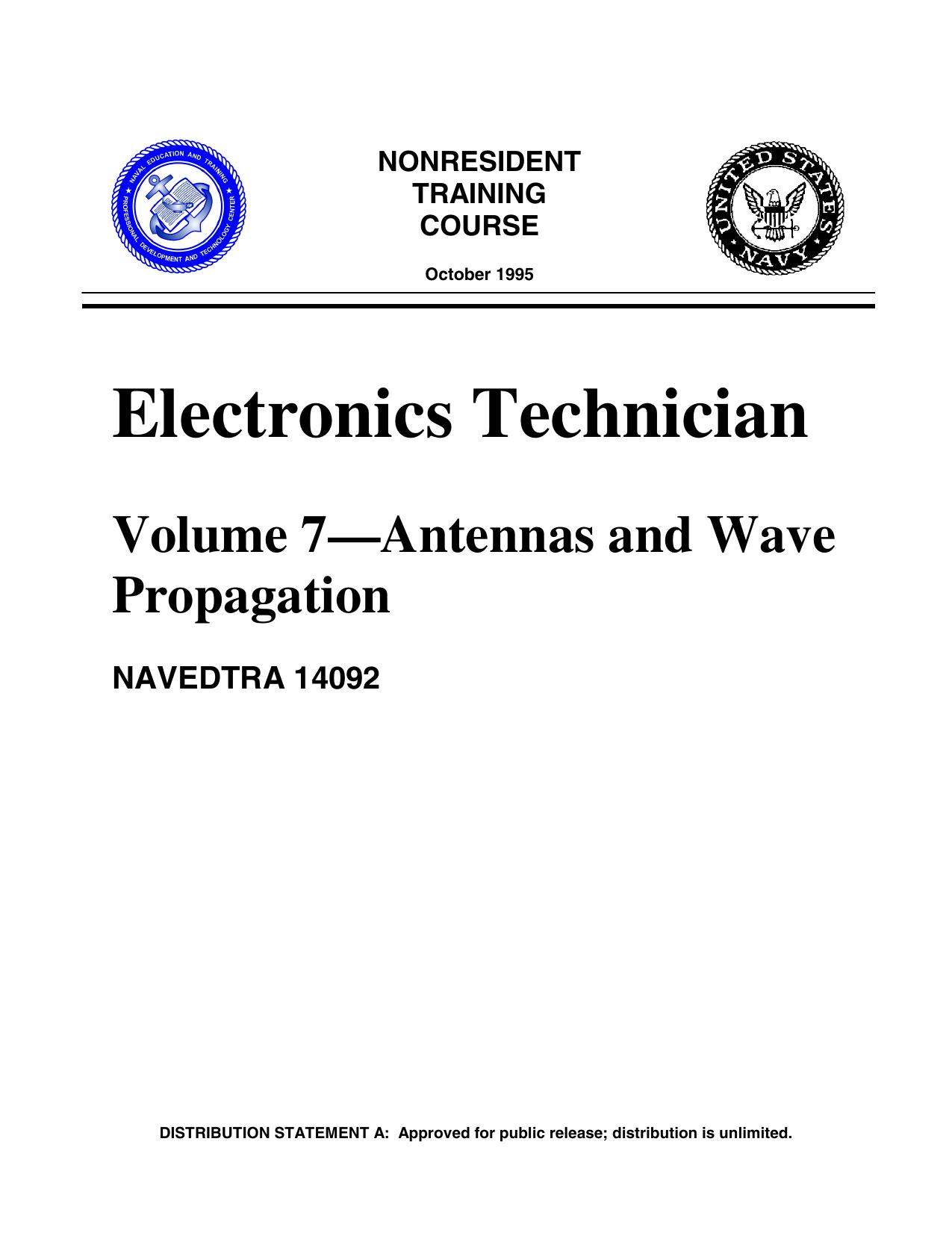 US Navy Training Course - Electronics Technician - Volume 07 by Antennas & Wave Propagation