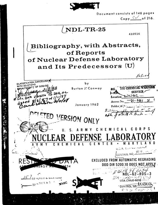 US Nuclear Defense Laboratory abstracts of classified research reports on attenuation of thermal radiation by smoke screens at nuclear tests etc by Unknown