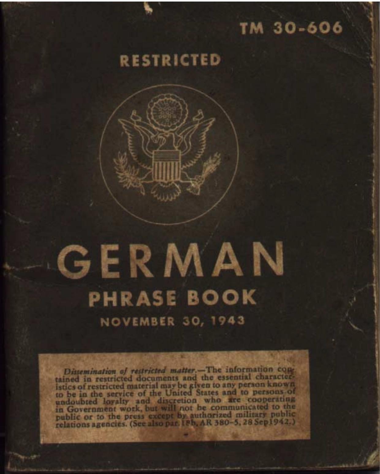 US-Military by German Phrase Book (1943)