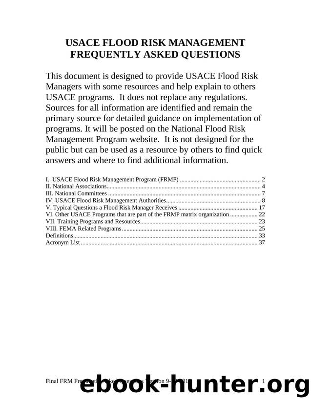 USACE Flood Risk Management Frequently Asked Questions by U.S. Army Corps of Engineers - NFRMP