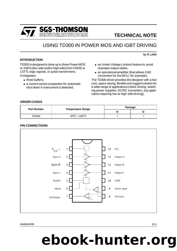 USING TD300 IN POWER MOST AND IGBT DRIVING by SGS-THOMSON Microelectronics
