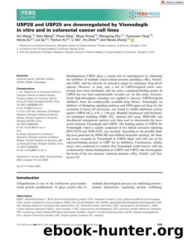 USP28 and USP25 are downregulated by Vismodegib in vitro and in colorectal cancer cell lines by Unknown