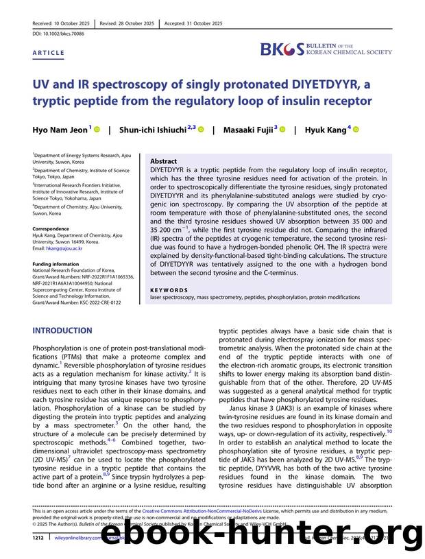 UV and IR Spectroscopy of Singly Protonated DIYETDYYR, a Tryptic Peptide from the Regulatory Loop of Insulin Receptor by Unknown