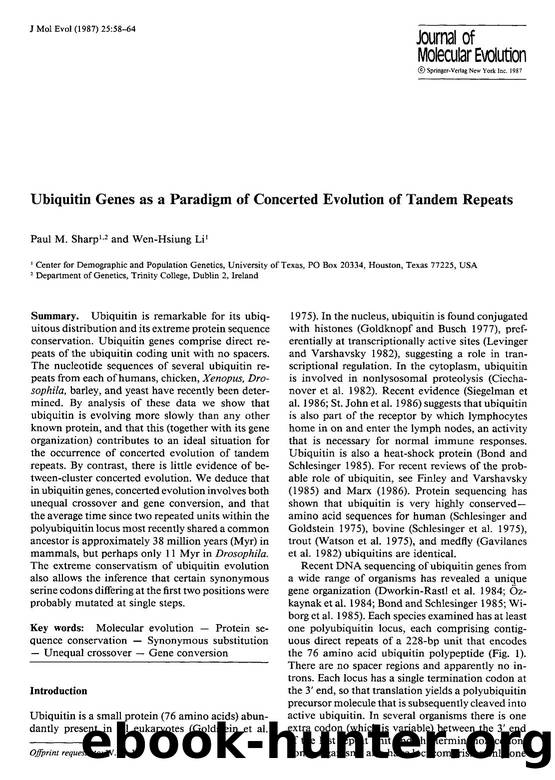 Ubiquitin genes as a paradigm of concerted evolution of tandem repeats by Unknown