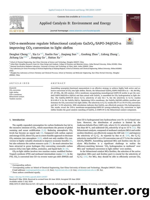 UiO-n-membrane regulate bifunctional catalysts GaZrOxSAPO-34@UiO-n improving CO2 conversion to light olefins by unknow