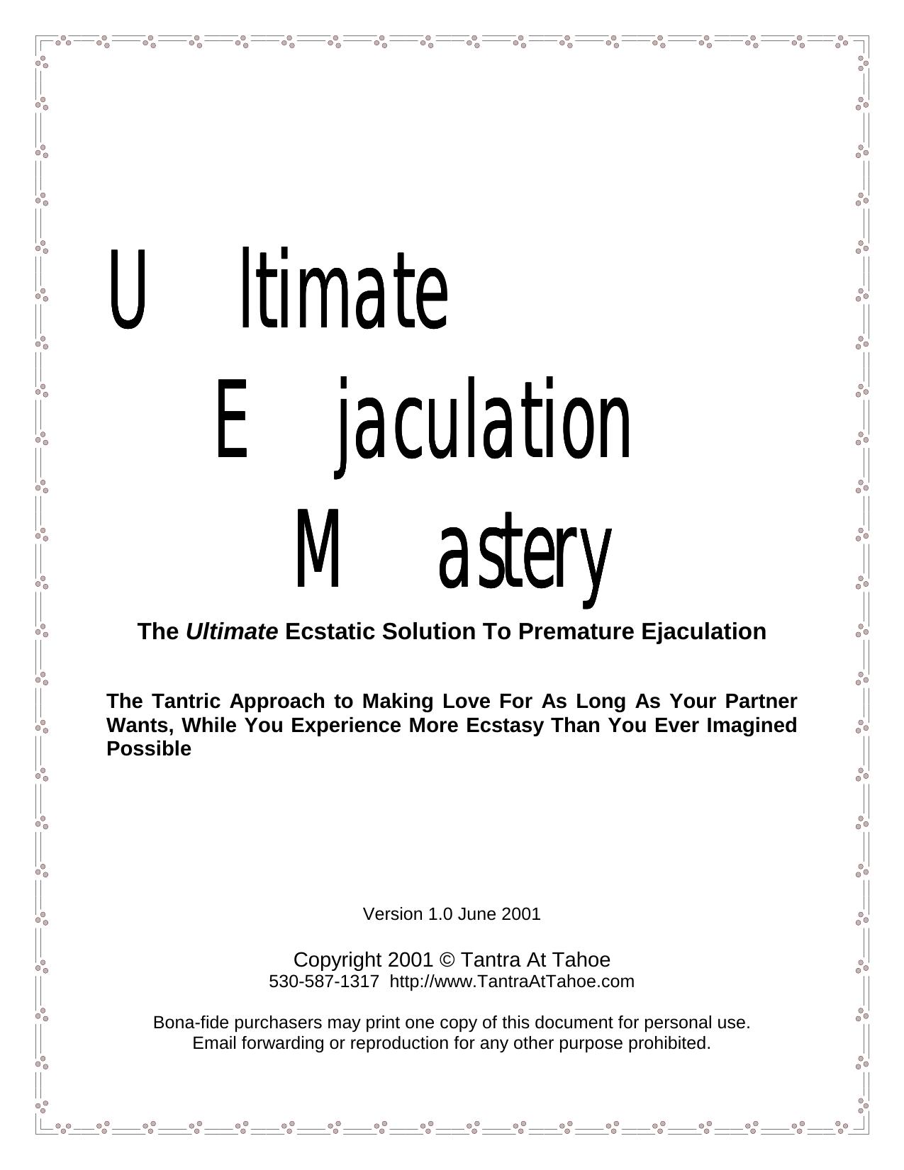 Ultimate Ejaculation Mastery by John Price