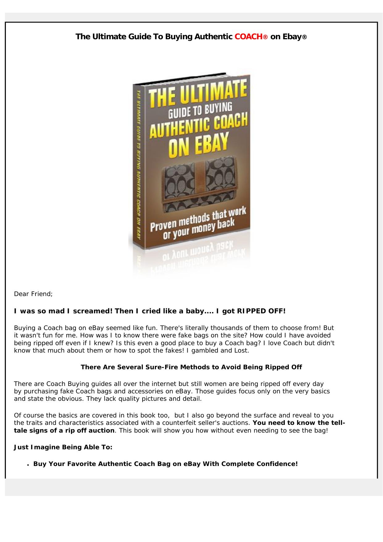 Ultimate Guide To Buying Authentic Coach On eBay(R). by Best of Kuszter's Collection