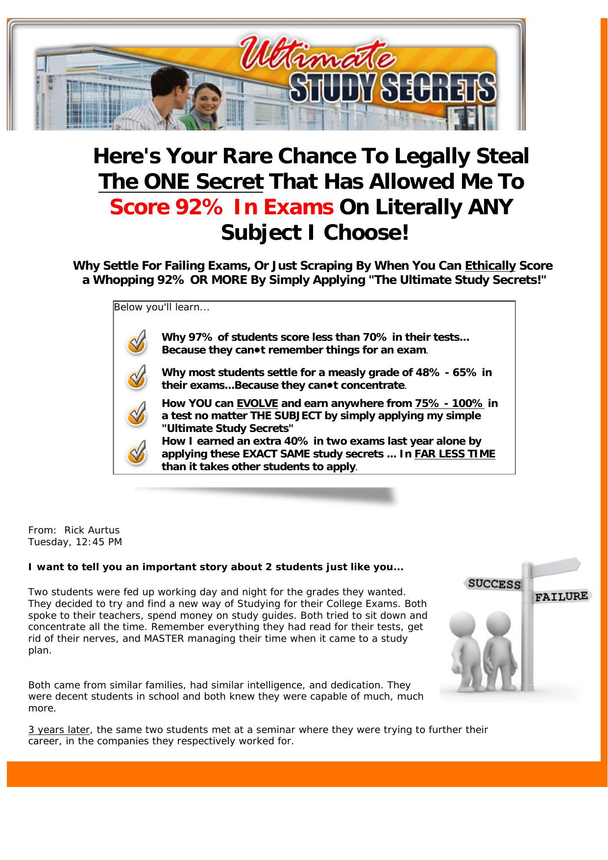 Ultimate Study Secrets - Guaranteed A+ In Any Exam! by Best of Kuszter's Collection