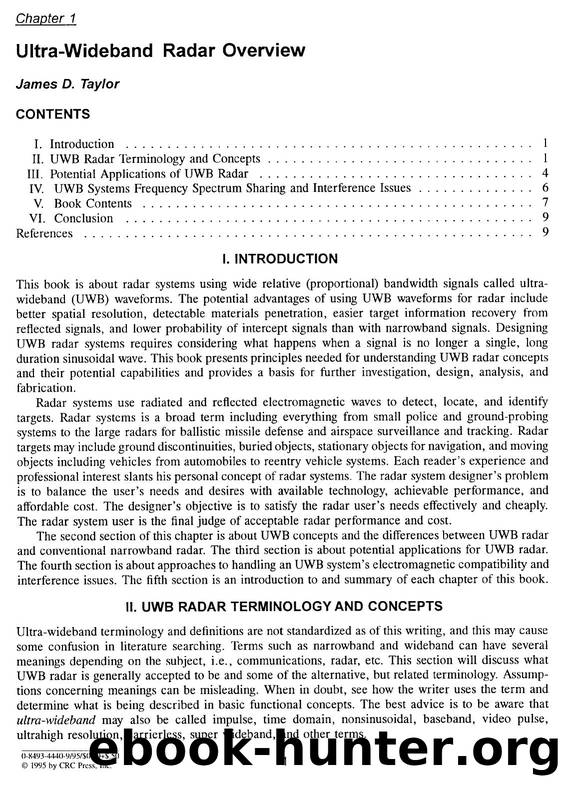 Ultra-Wideband Radar Overview by James D. Taylor