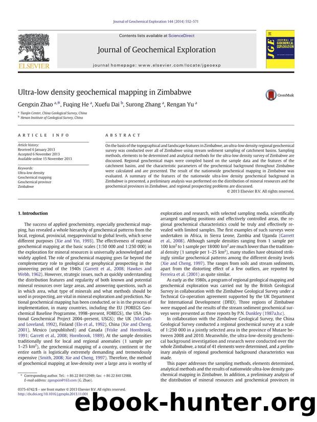 Ultra-low density geochemical mapping in Zimbabwe by Gengxin Zhao & Fuqing He & Xuefu Dai & Surong Zhang & Rengan Yu