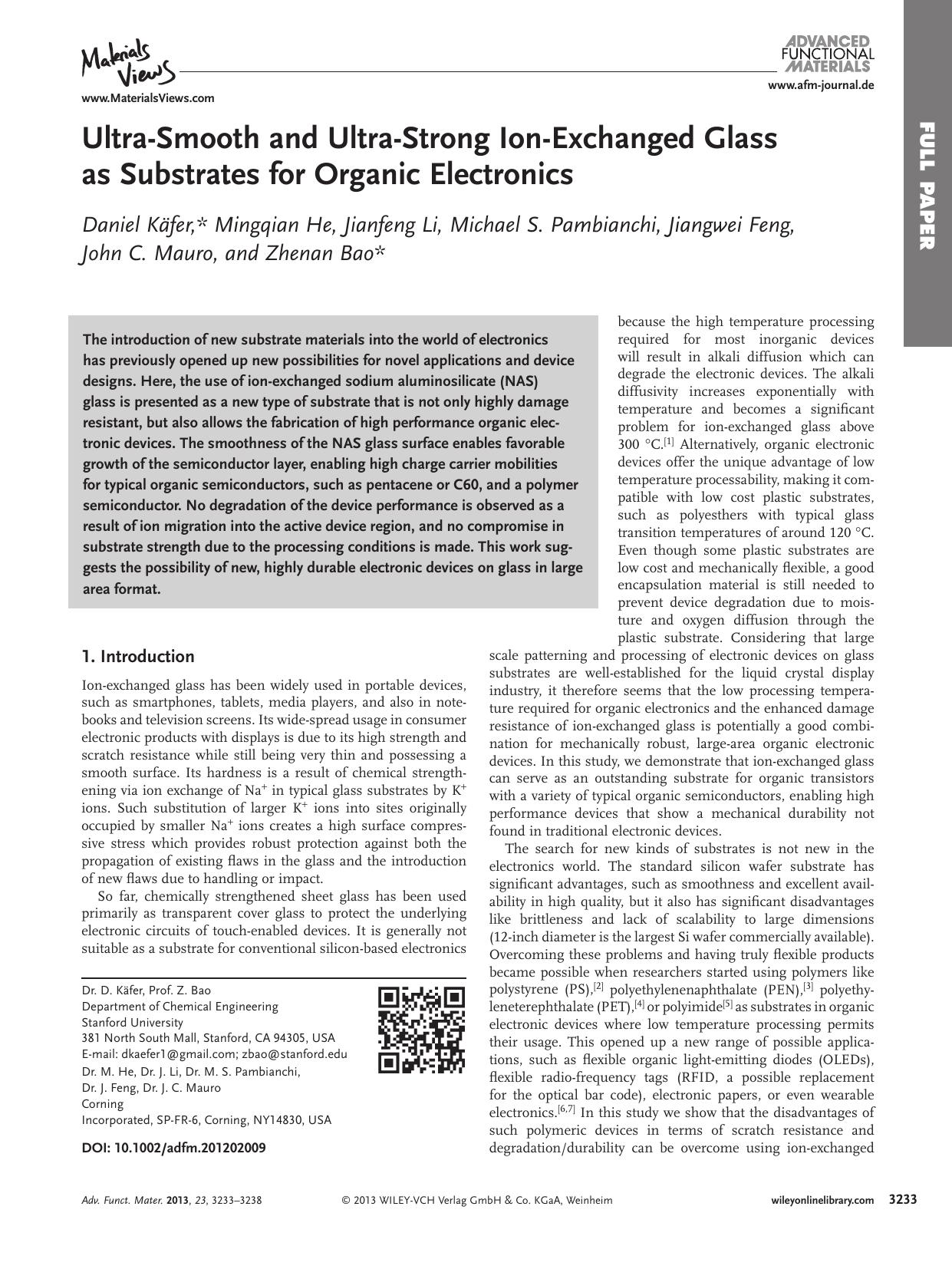 UltraSmooth and UltraStrong IonExchanged Glass as Substrates for Organic Electronics by wbpm