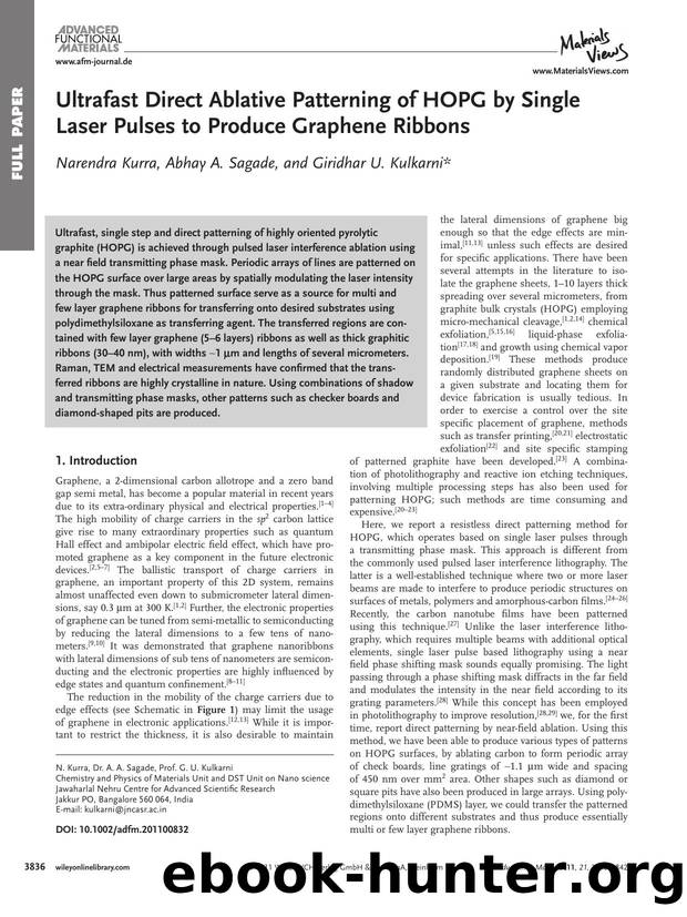 Ultrafast Direct Ablative Patterning of HOPG by Single Laser Pulses to Produce Graphene Ribbons by wcu