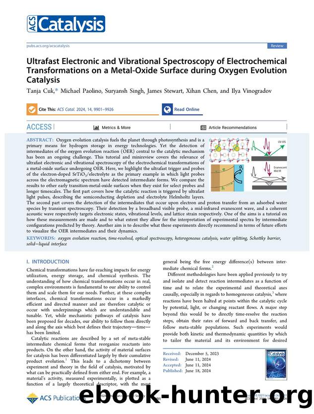 Ultrafast Electronic and Vibrational Spectroscopy of Electrochemical Transformations on a Metal-Oxide Surface during Oxygen Evolution Catalysis by Tanja Cuk Michael Paolino Suryansh Singh James Stewart Xihan Chen and Ilya Vinogradov