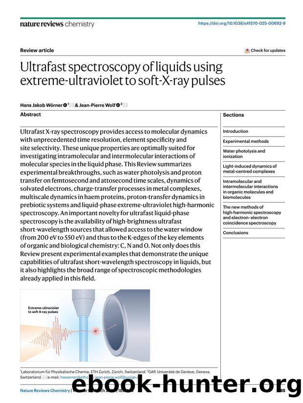 Ultrafast spectroscopy of liquids using extreme-ultraviolet to soft-X-ray pulses by Hans Jakob Wamp#x000F6;rner & Jean-Pierre Wolf
