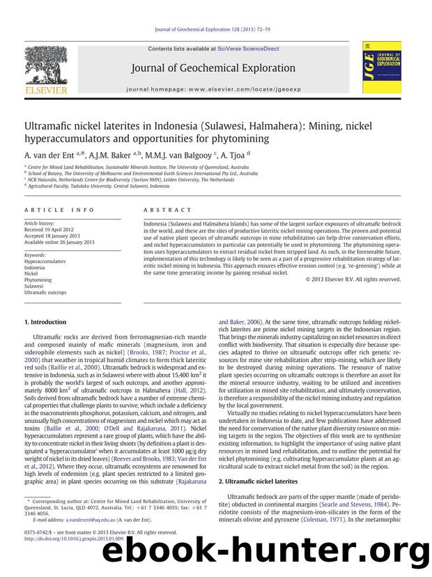 Ultramafic nickel laterites in Indonesia (Sulawesi, Halmahera): Mining, nickel hyperaccumulators and opportunities for phytomining by A. van der Ent & A.J.M. Baker & M.M.J. van Balgooy & A. Tjoa