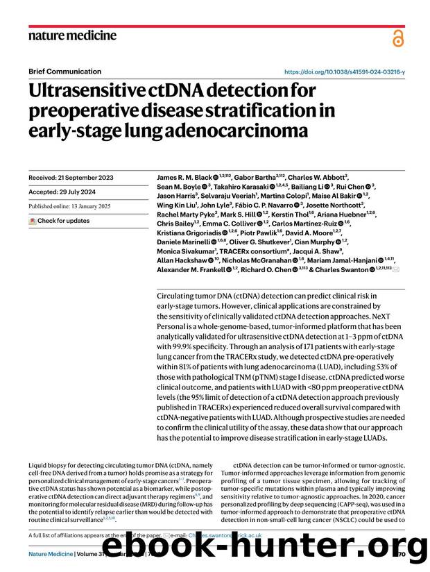 Ultrasensitive ctDNA detection for preoperative disease stratification in early-stage lung adenocarcinoma by unknow
