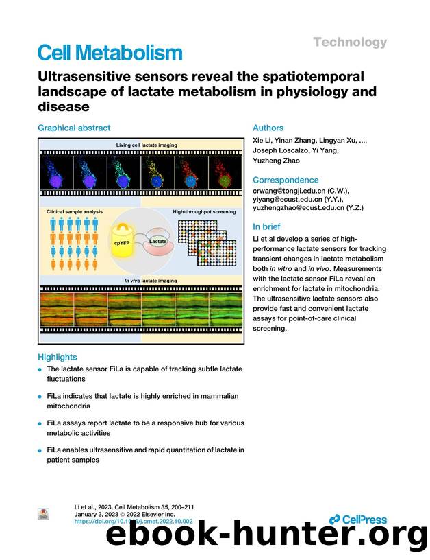 Ultrasensitive sensors reveal the spatiotemporal landscape of lactate metabolism in physiology and disease by unknow