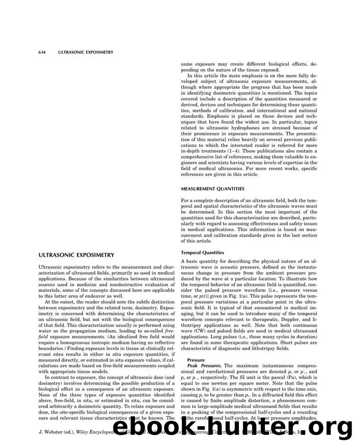 Ultrasonic Exposimetry". In: Wiley Encyclopedia of Electrical and Electronics Engineering by Unknown