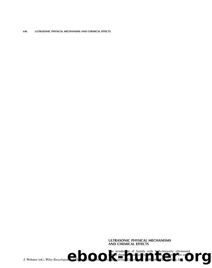 Ultrasonic Physical Mechanisms and Chemical Effects". In: Wiley Encyclopedia of Electrical and Electronics Engineering by Unknown