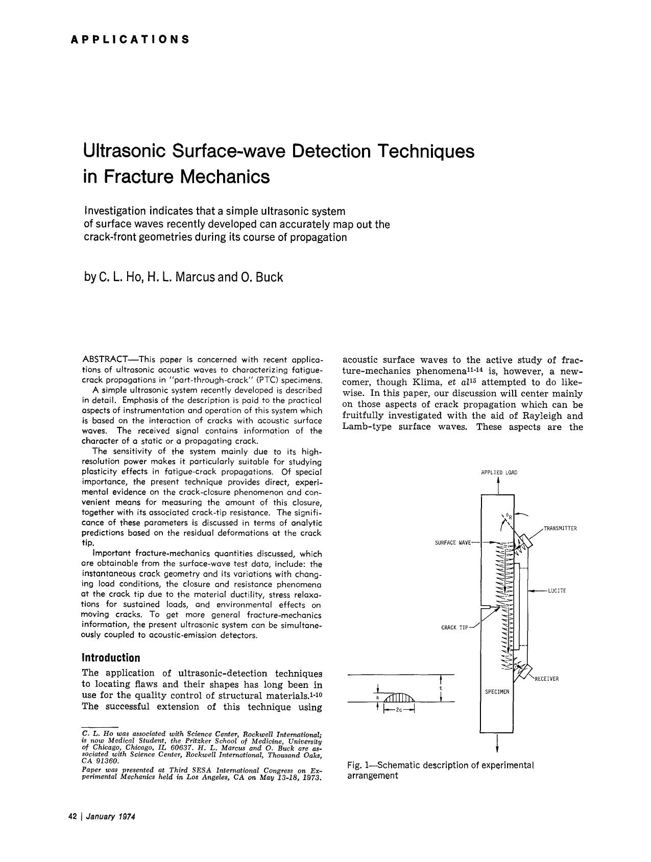 Ultrasonic surface-wave detection techniques in fracture mechanics by Unknown
