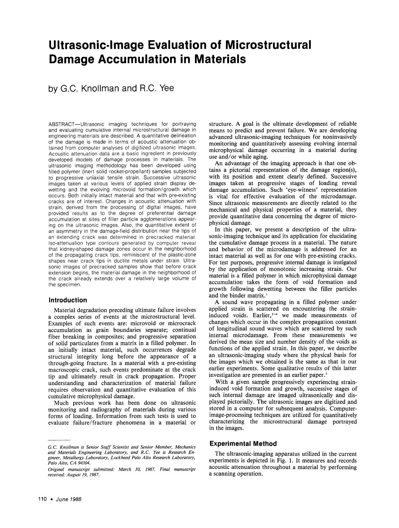 Ultrasonic-image evaluation of microstructural damage accumulation in materials by Unknown