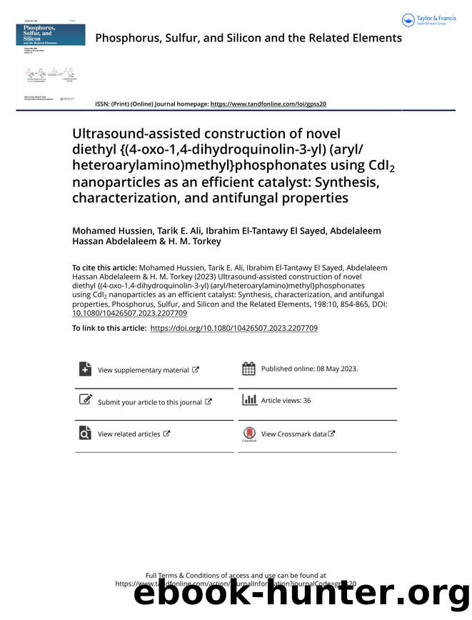 Ultrasound-assisted construction of novel diethyl {(4-oxo-1,4-dihydroquinolin-3-yl) (arylheteroarylamino)methyl}phosphonates using CdI2 nanoparticles as an efficient catalyst: Synt by unknow