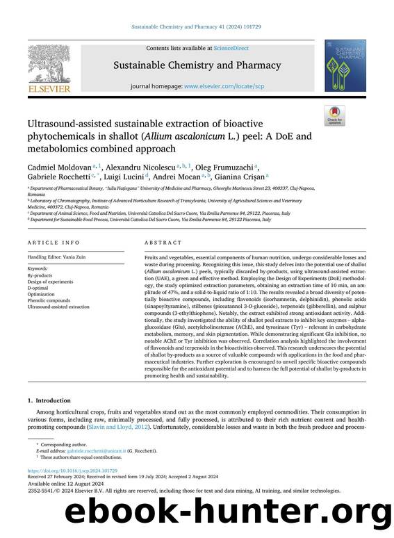 Ultrasound-assisted sustainable extraction of bioactive phytochemicals in shallot ( Allium ascalonicum L.) peel: A DoE and metabolomics combined approach by unknow