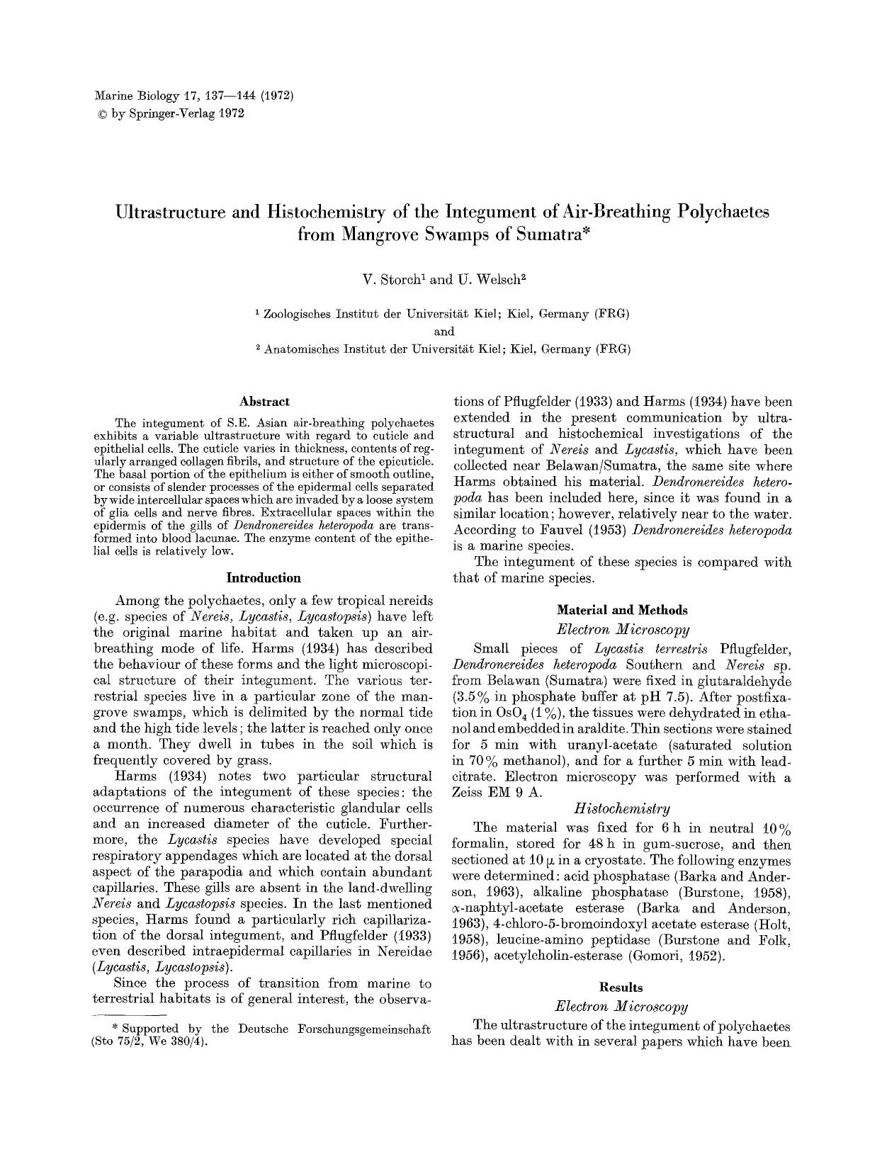 Ultrastructure and histochemistry of the integument of air-breathing polychaetes from mangrove swamps of sumatra by Unknown