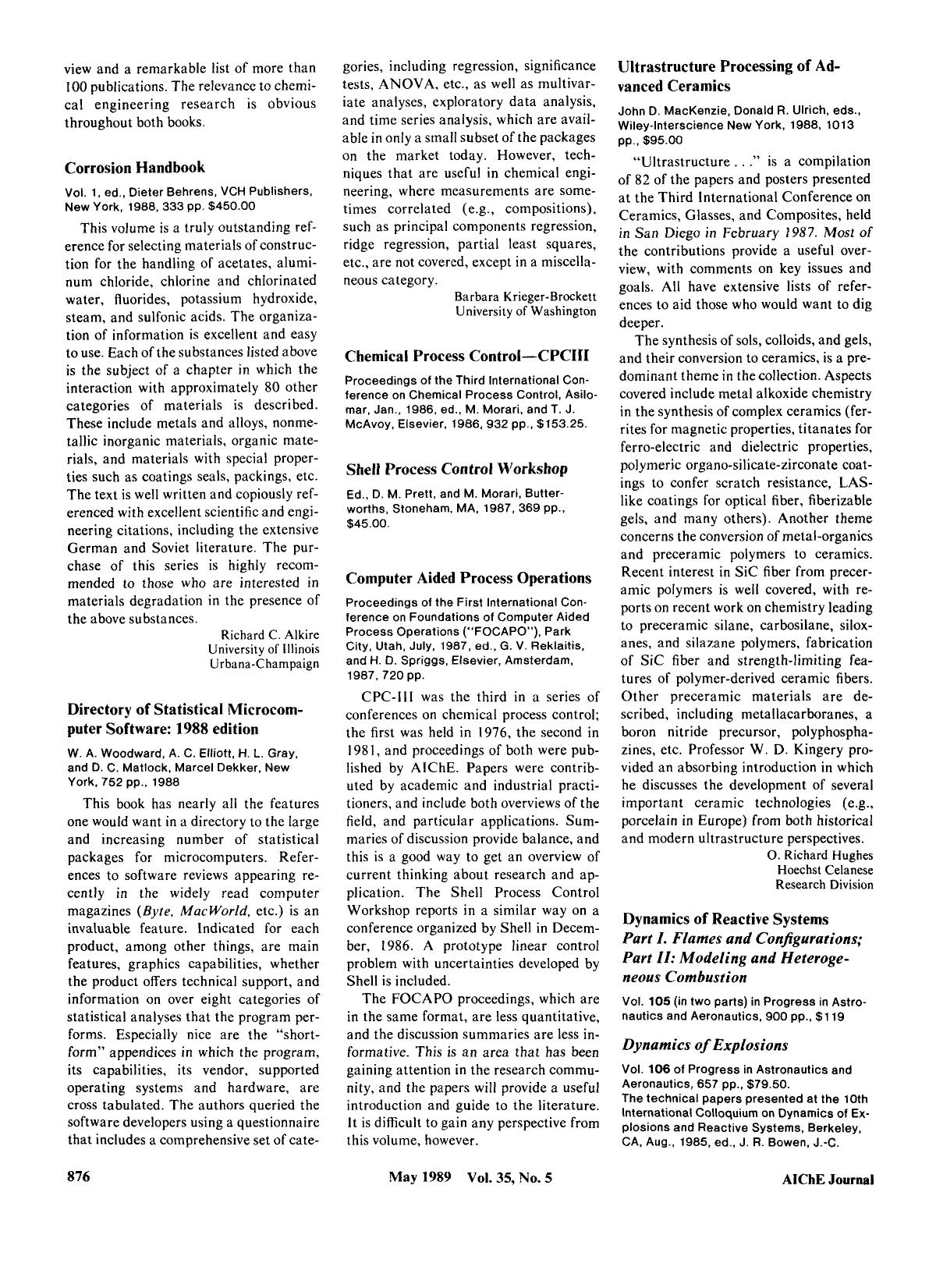 Ultrastructure processing of advanced ceramics. John D. MacKenzie, Donald R. Ulrich, eds., Wiley-Interscience New York, 1988, 1013 pp., [dollar]95.00 by Unknown
