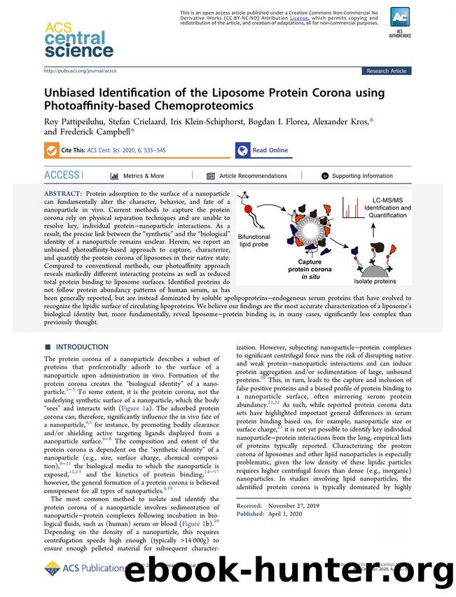 Unbiased Identification of the Liposome Protein Corona using Photoaffinity-based Chemoproteomics by unknow