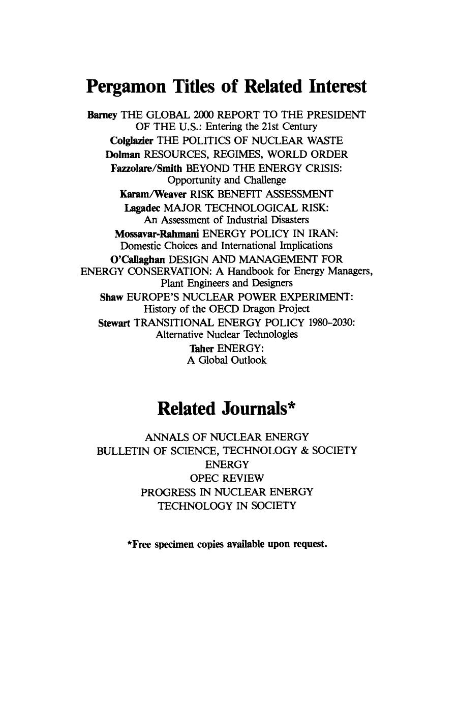 Uncertain Power. The Struggle for a National Energy Policy by Dorothy S. Zinberg (Eds.)
